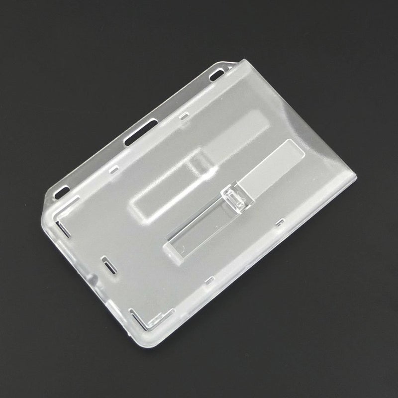 Bluemoona 5 Pcs - Frosted Horizontal Hard Rigid Plastic Business ID Card Badge Holder Out Tab Ejector Slider (Clear) - Image 1